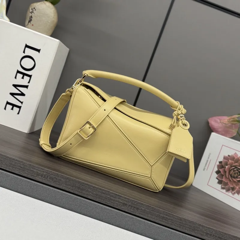 Loewe Pale Yellow Puzzle Satchel Bag
