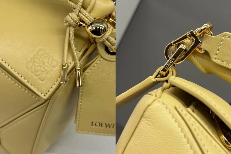 Loewe Pale Yellow Puzzle Satchel Bag - Image 5