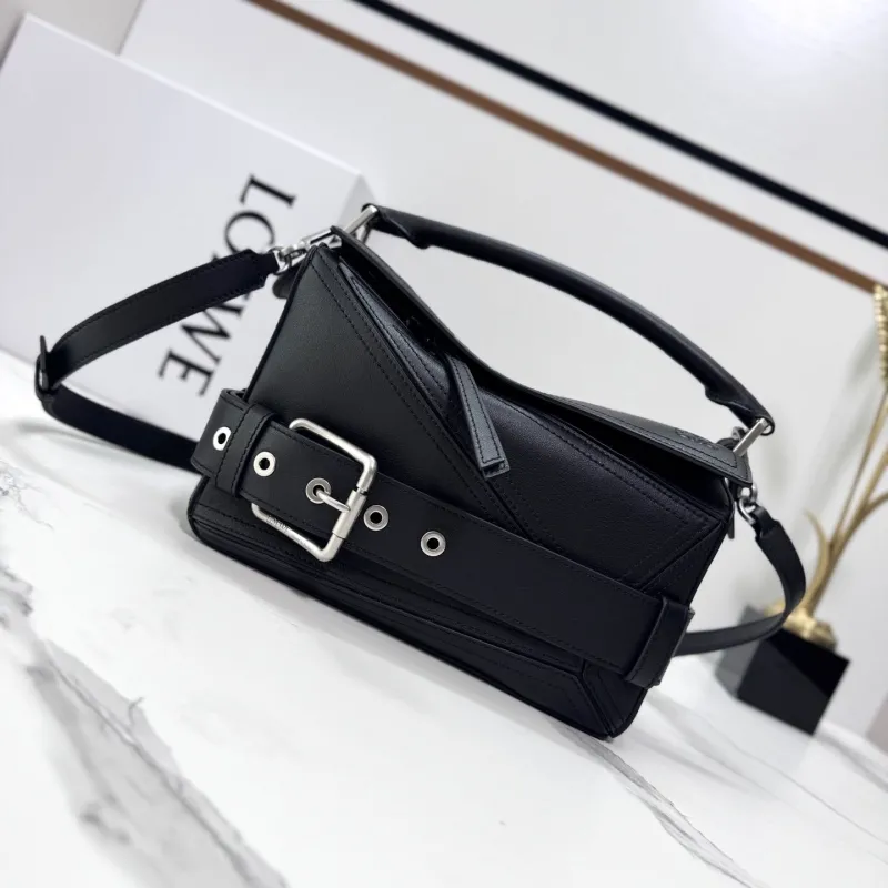 Loewe Black Leather Satchel Crossbody Bag