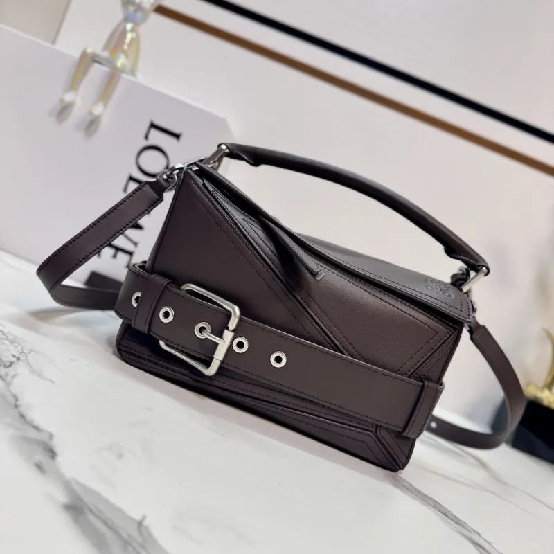 LOEWE Dark Brown Leather Satchel Bag