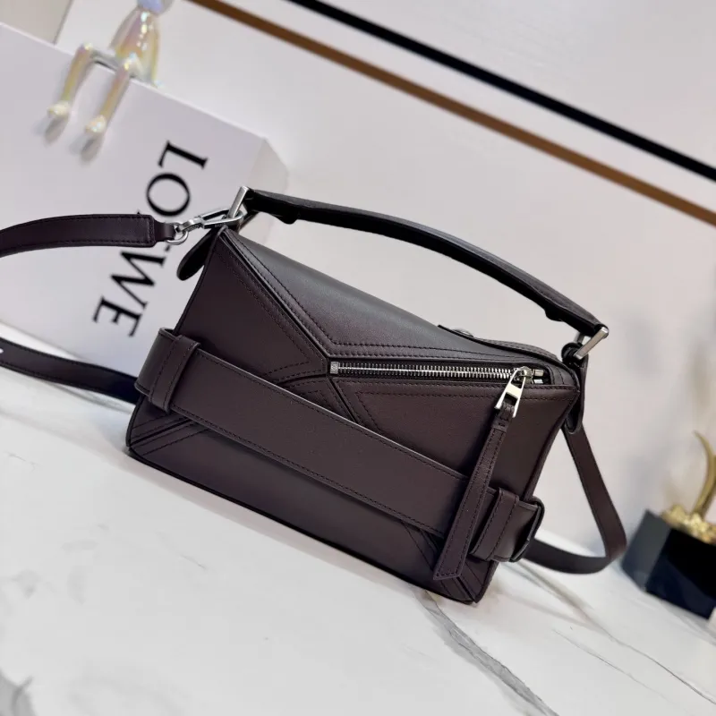 LOEWE Dark Brown Leather Satchel Bag - Image 3