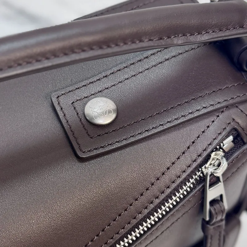 LOEWE Dark Brown Leather Satchel Bag - Image 6