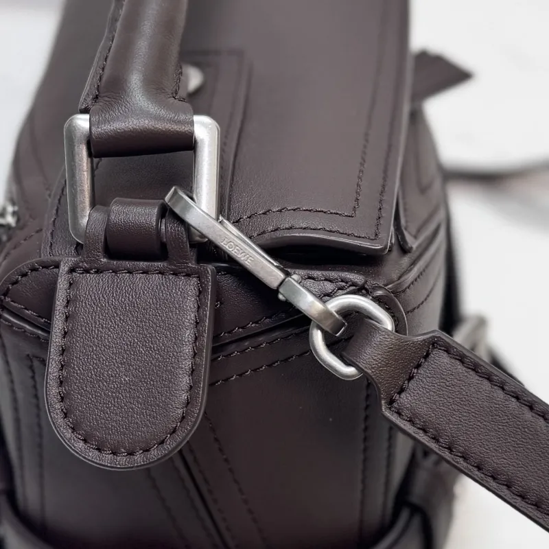 LOEWE Dark Brown Leather Satchel Bag - Image 7