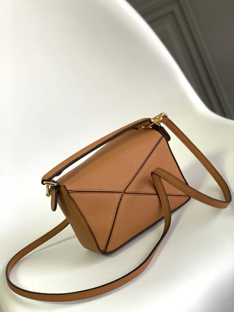 Loewe Tan Leather Satchel Crossbody Bag - Image 3
