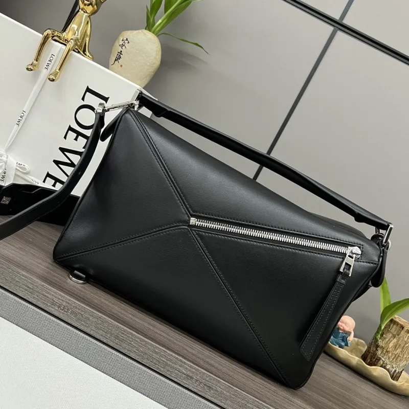 LOEWE Black Leather Satchel Bag - Image 3