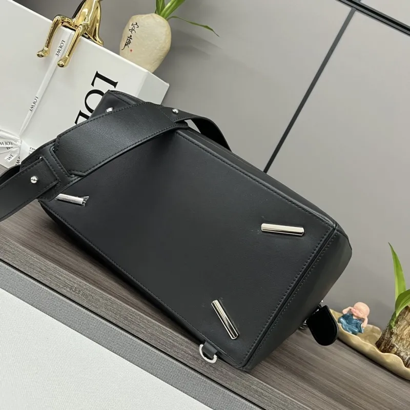 LOEWE Black Leather Satchel Bag - Image 4