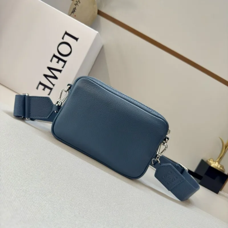 LOEWE Blue Leather Crossbody Satchel Bag - Image 3