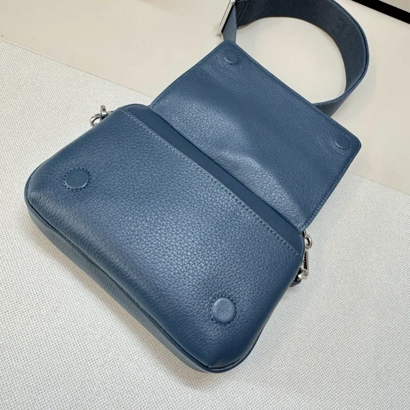 LOEWE Blue Leather Crossbody Satchel Bag - Image 7