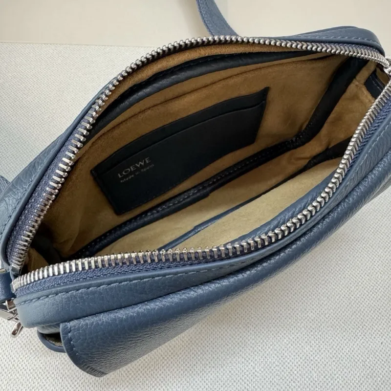 LOEWE Blue Leather Crossbody Satchel Bag - Image 8