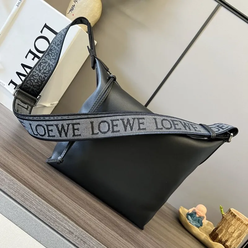 LOEWE Black Leather Crossbody Satchel Bag