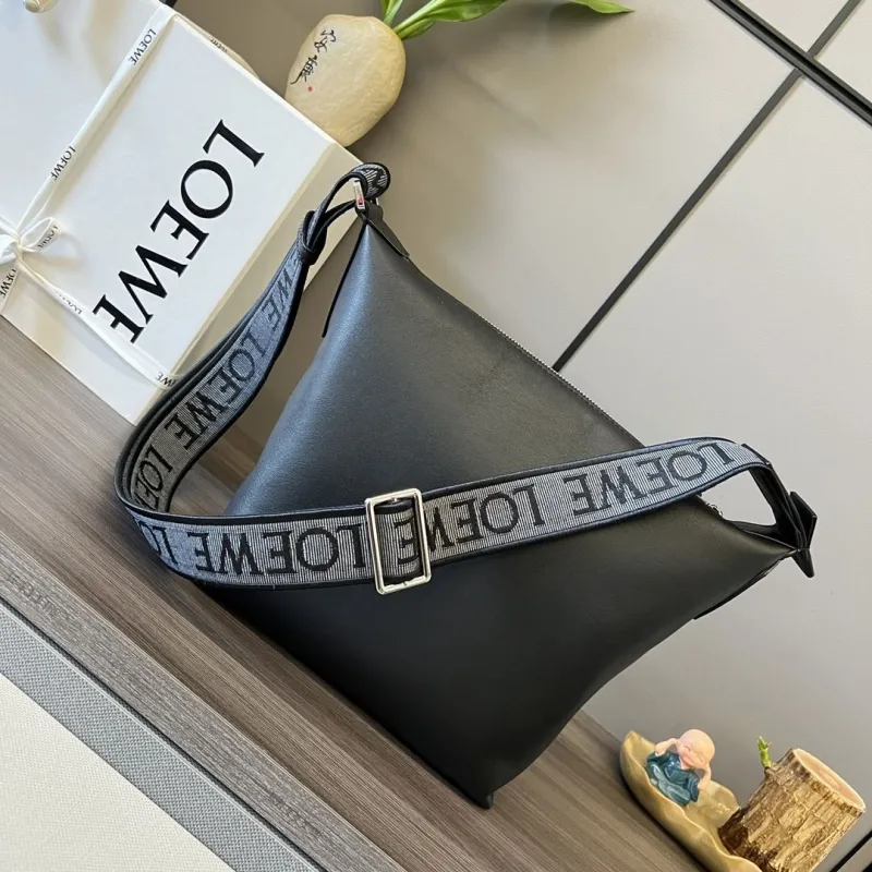 LOEWE Black Leather Crossbody Satchel Bag - Image 4