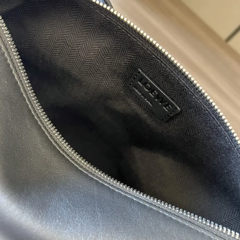 LOEWE Black Leather Crossbody Satchel Bag - Image 8