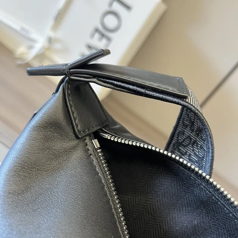 LOEWE Black Leather Crossbody Satchel Bag - Image 9
