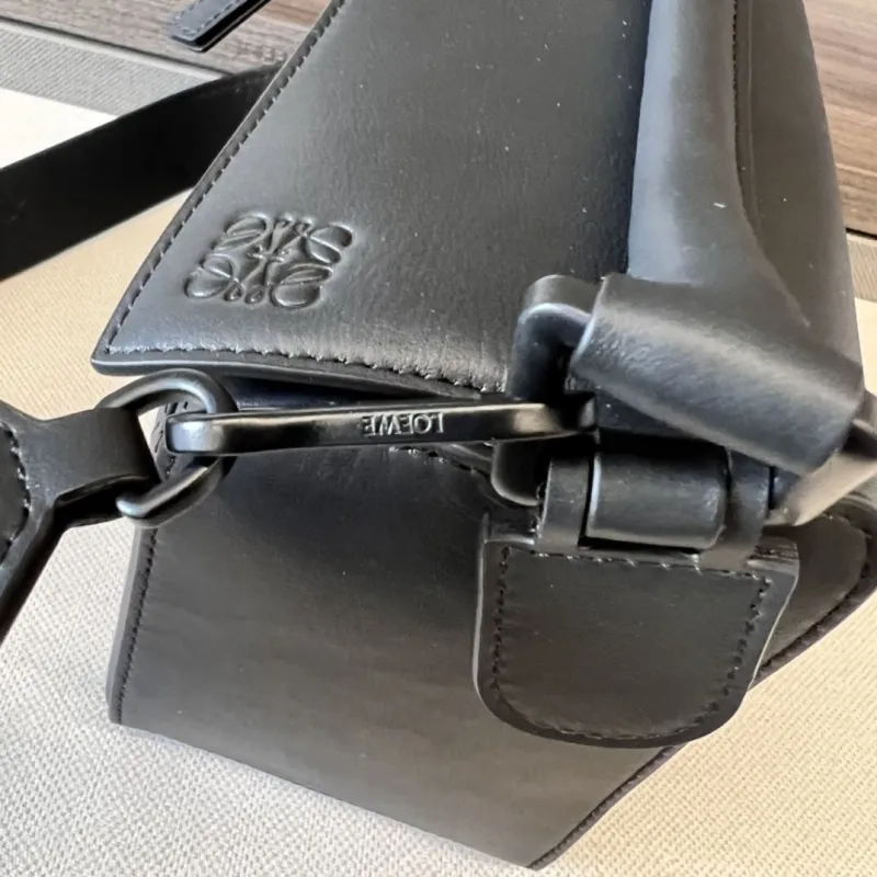 LOEWE Black Leather Satchel Crossbody Bag - Image 7