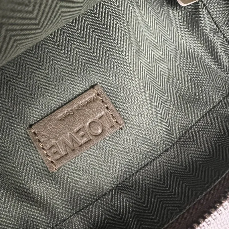 LOEWE Olive Green Leather Crossbody Satchel Bag - Image 9