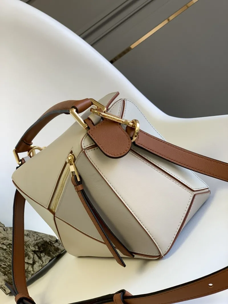 Alternative view of Loewe Off-white Brown Leather Satchel Bag