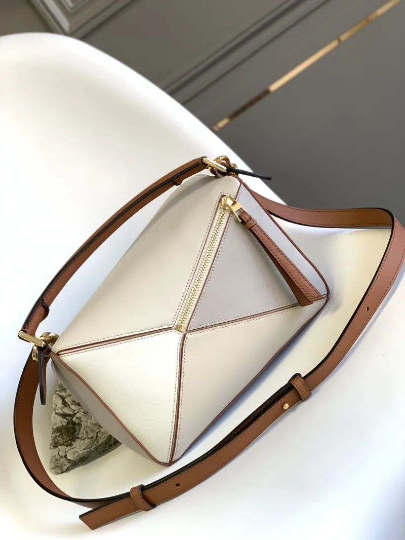 Loewe Off-white Brown Leather Satchel Bag - Image 3