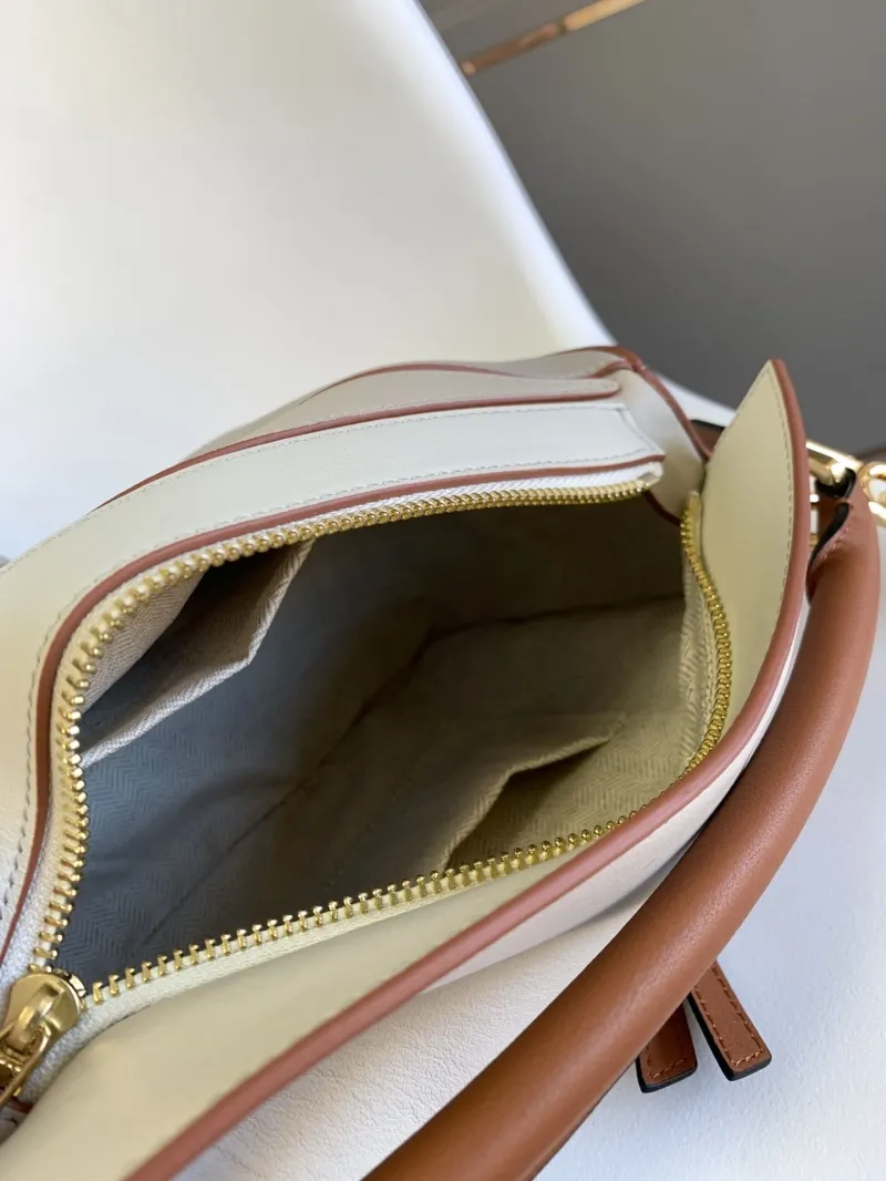 Loewe Off-white Brown Leather Satchel Bag - Image 8