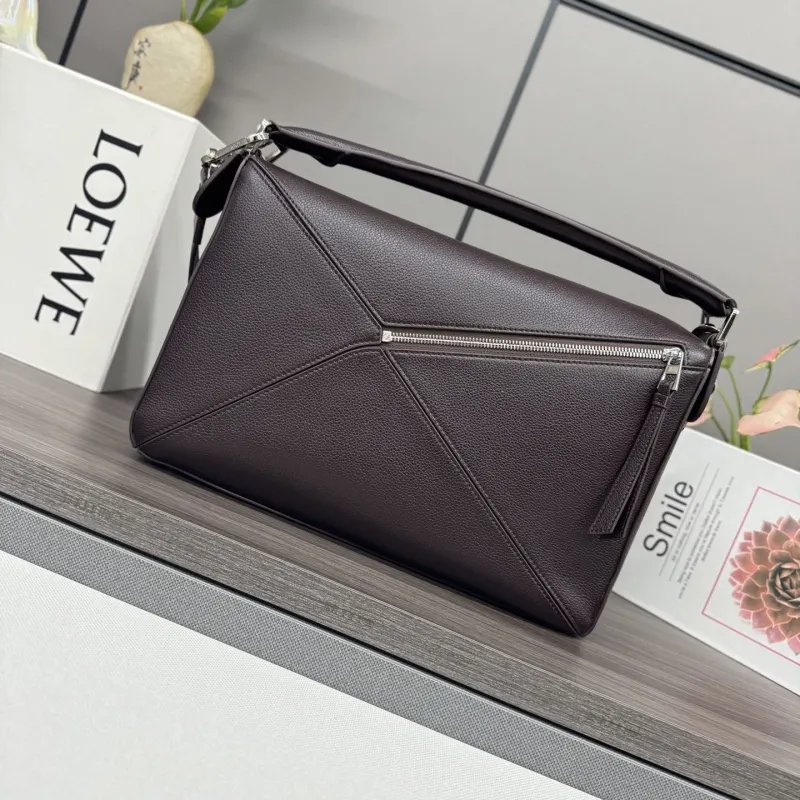 LOEWE Dark Brown Leather Satchel Bag - Image 3