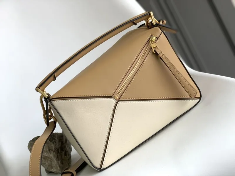 Loewe Beige White Puzzle Satchel Bag 146 - Image 3