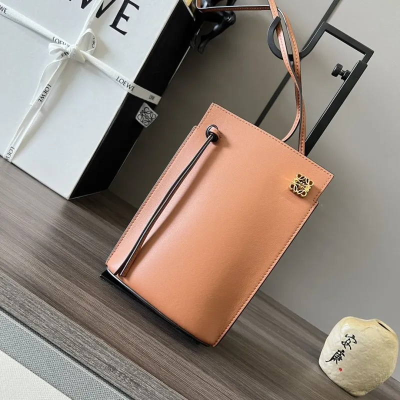 LOEWE Tan Leather Crossbody Satchel Bag