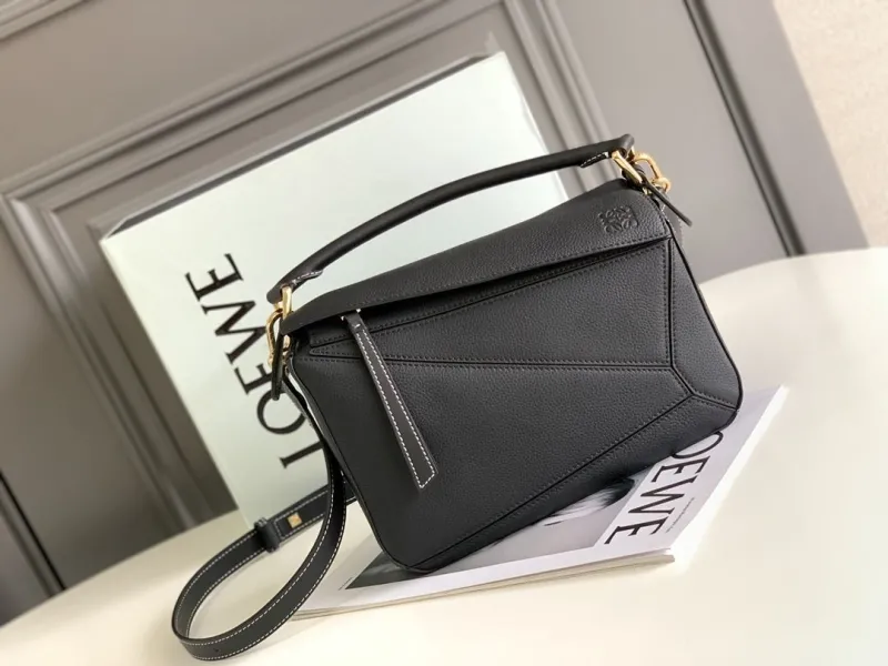 Loewe Black Leather Satchel Bag
