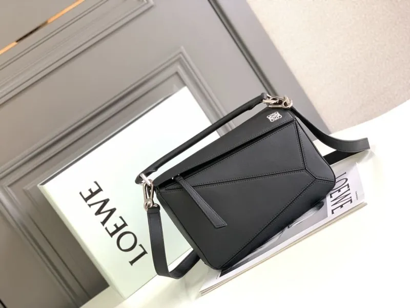 Loewe Black Leather Crossbody Satchel Bag