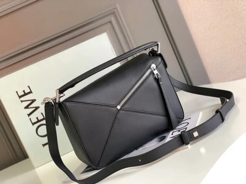Loewe Black Leather Crossbody Satchel Bag - Image 3