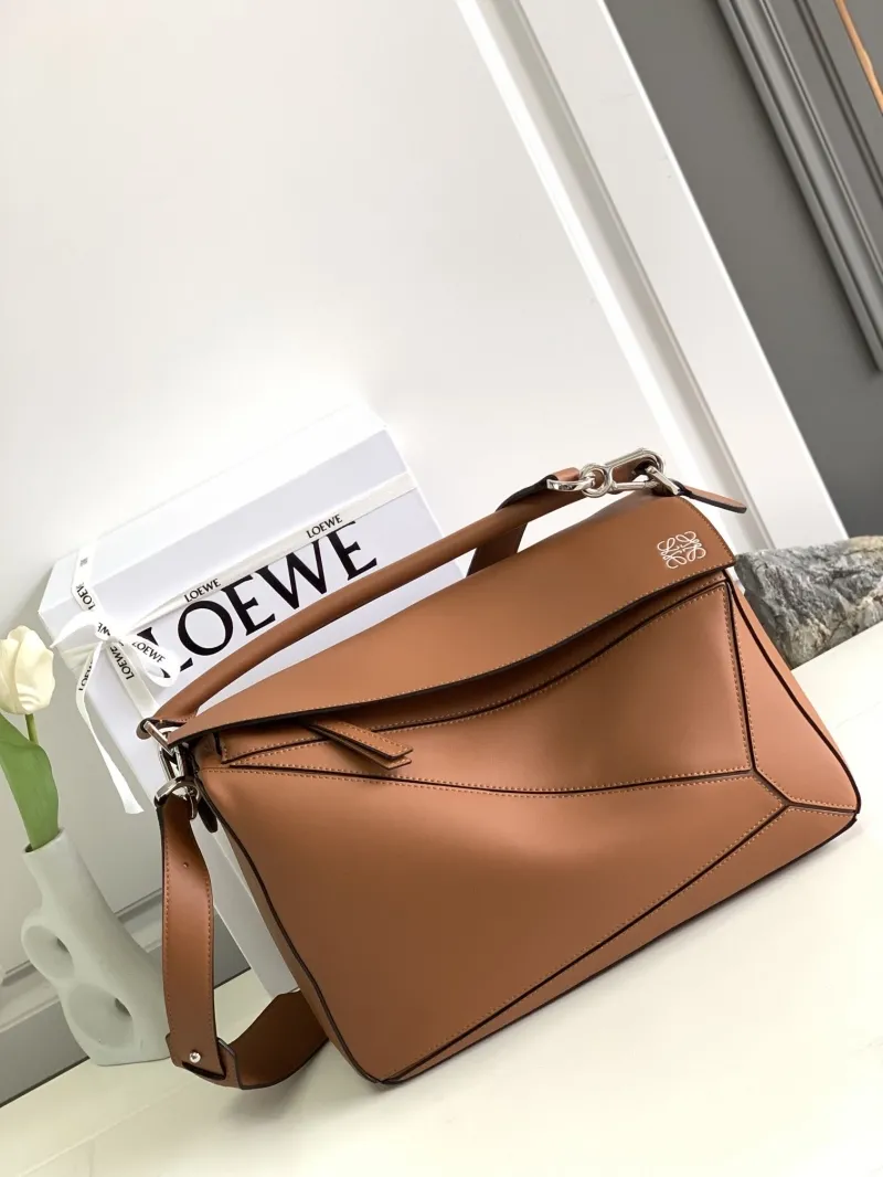 LOEWE Brown Leather Satchel Shoulder Bag