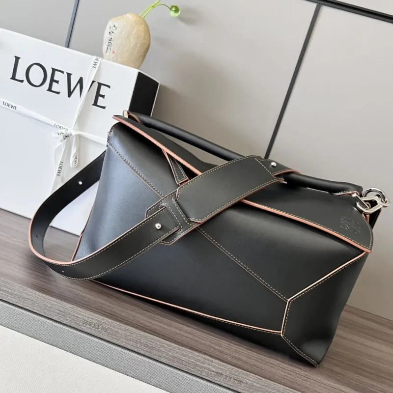 LOEWE Black Leather Satchel Bag 154