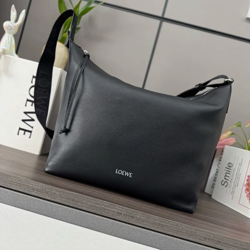 LOEWE Black Leather Satchel Bag