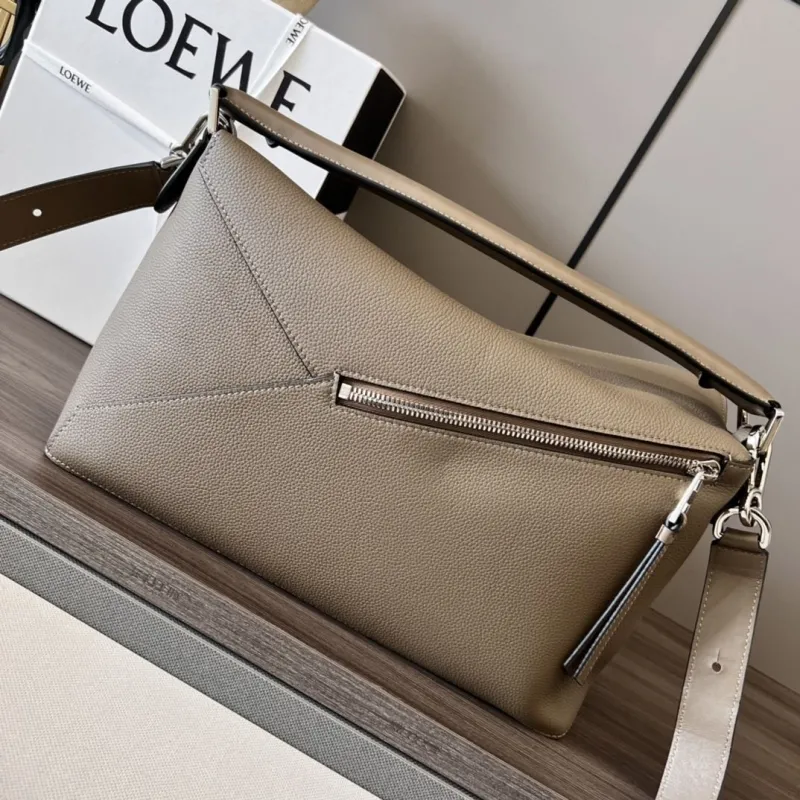LOEWE Taupe Leather Satchel Bag - Image 3
