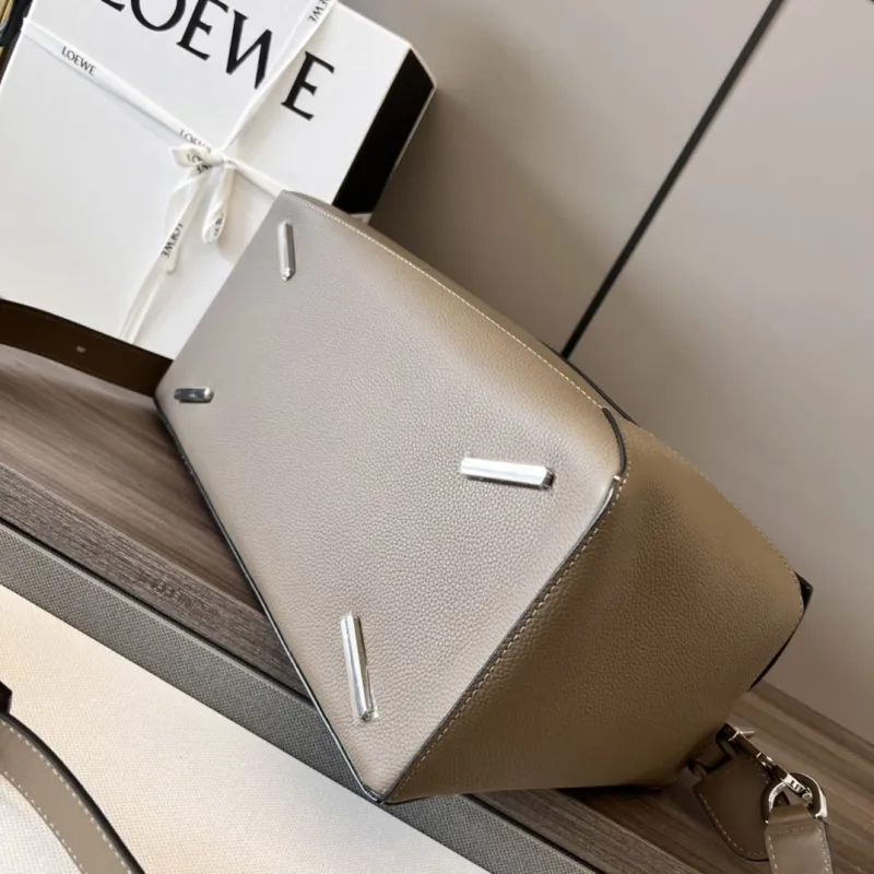 LOEWE Taupe Leather Satchel Bag - Image 4