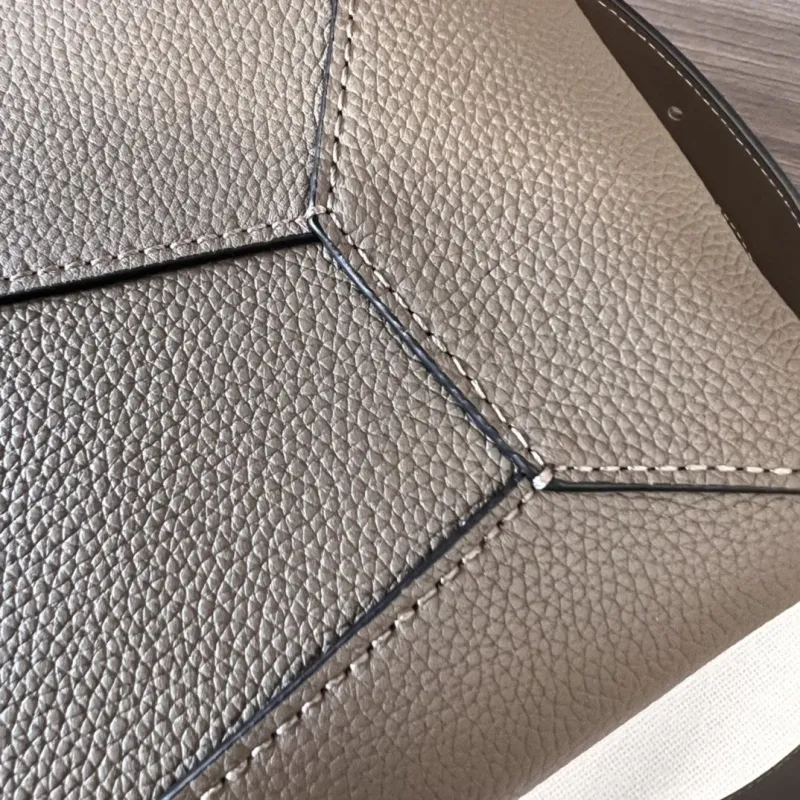 LOEWE Taupe Leather Satchel Bag - Image 6