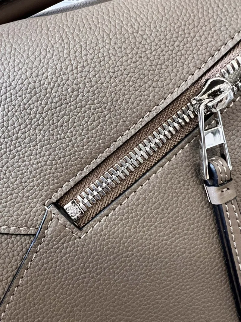 LOEWE Taupe Leather Satchel Bag - Image 9
