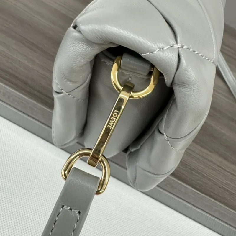 Loewe Gray Quilted Crossbody Satchel Bag - Image 6