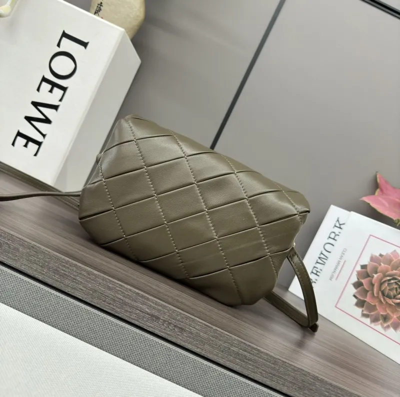 LOEWE Olive Quilted Crossbody Satchel Bag - Image 3