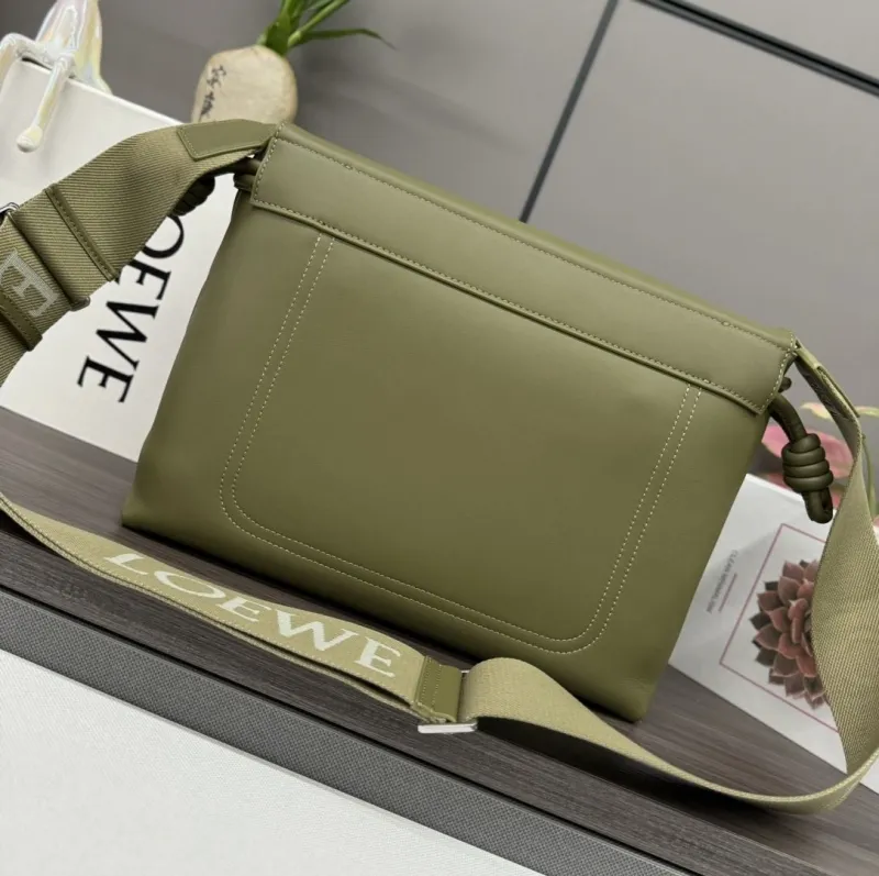 LOEWE Olive Green Leather Satchel Crossbody Bag - Image 3