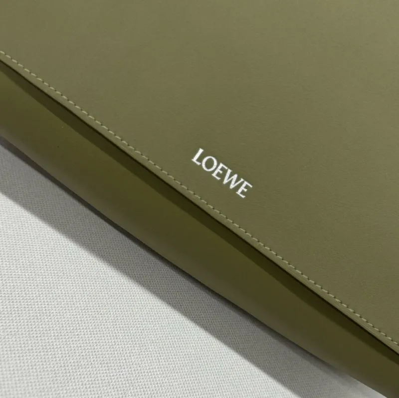 LOEWE Olive Green Leather Satchel Crossbody Bag - Image 5