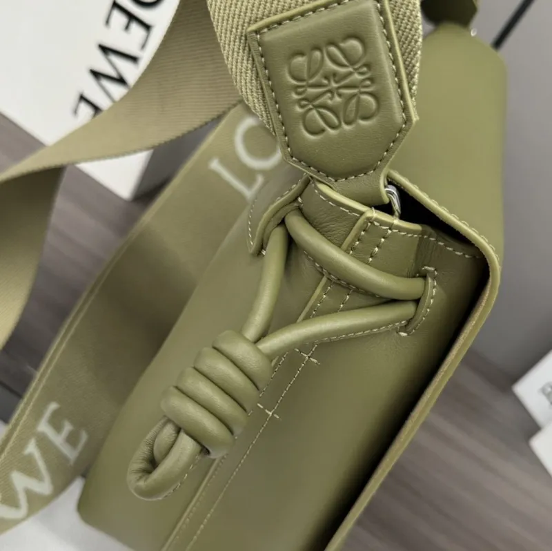 LOEWE Olive Green Leather Satchel Crossbody Bag - Image 6