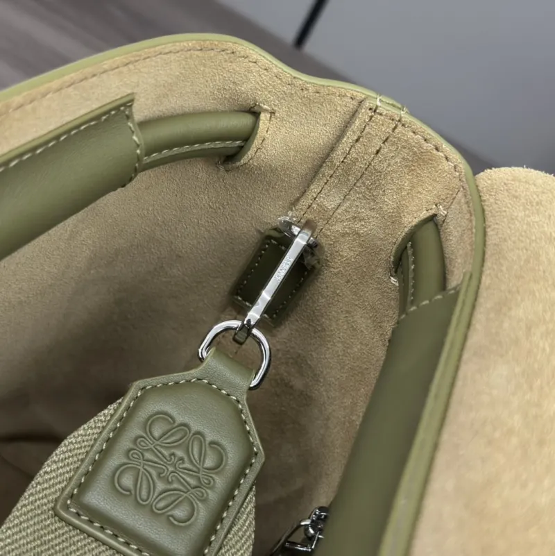 LOEWE Olive Green Leather Satchel Crossbody Bag - Image 7