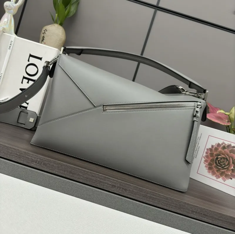 Loewe Gray Leather Puzzle Satchel Bag - Image 3