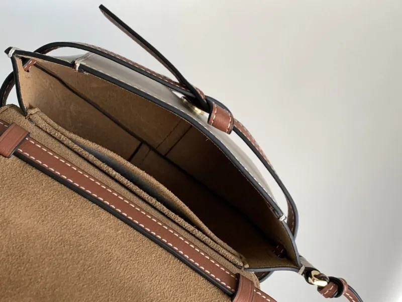 Loewe Tan Gray Saddle Crossbody Bag 451 - Image 8