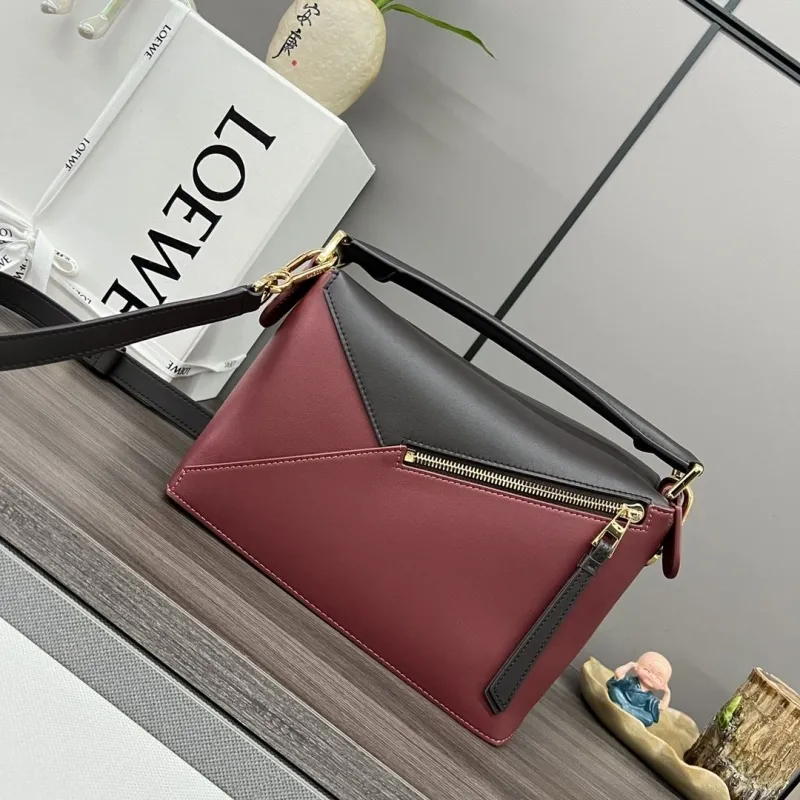 LOEWE Burgundy Dark Gray Satchel Bag 483 - Image 3