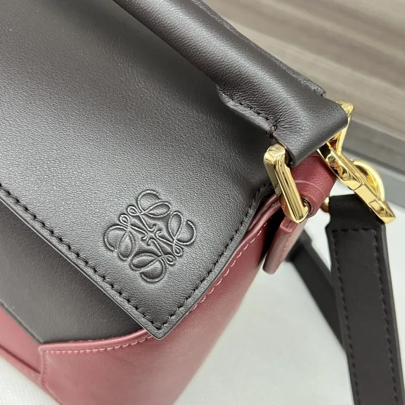 LOEWE Burgundy Dark Gray Satchel Bag 483 - Image 5