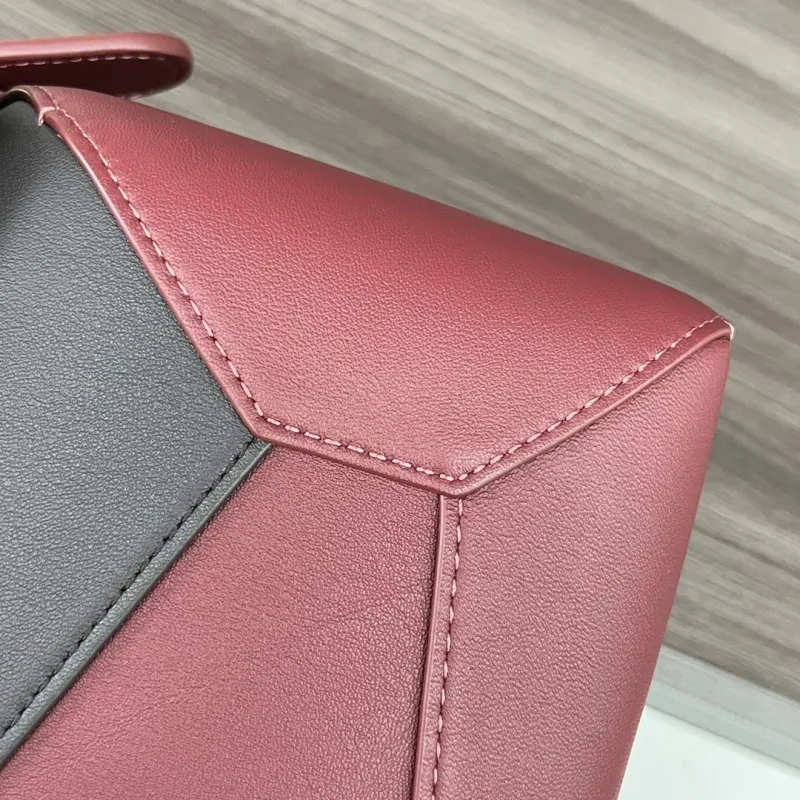 LOEWE Burgundy Dark Gray Satchel Bag 483 - Image 6