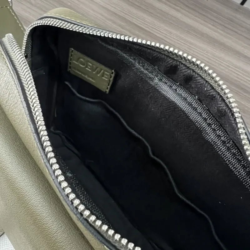 Loewe Olive Green Leather Messenger Crossbody Bag - Image 9