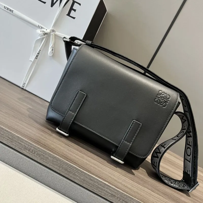 LOEWE Black Leather Crossbody Satchel Bag 486