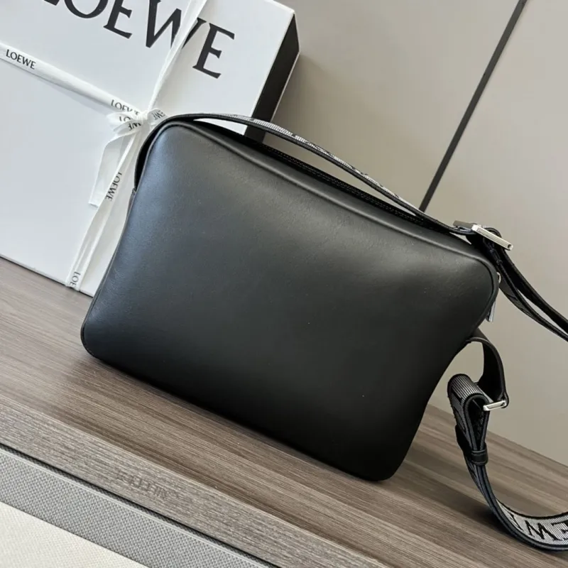 LOEWE Black Leather Crossbody Satchel Bag 486 - Image 3