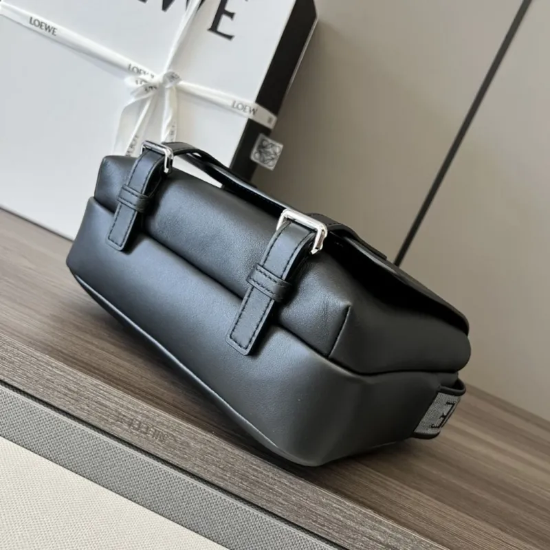 LOEWE Black Leather Crossbody Satchel Bag 486 - Image 4